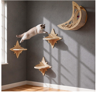 Étagères murales pour chat personnalisées en forme de lune et d'étoile, meubles pour chat en bois modernes, décoratifs, gain de place, perchoir flottant pour chat pour l'intérieur