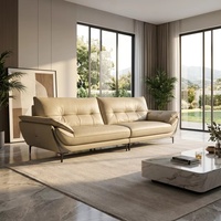 Canapé Chesterfield moderne italien en cuir pleine fleur à dossier haut 3 places avec pieds en métal et capitonnage, idéal pour appartement, salon ou hôtel