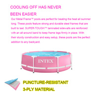 Kolam Renang Portable Keluarga Di Atas Tanah, Model Baru INTEX 28290, Diameter 8 Kaki, Bingkai Logam PVC Bulat Warna Pink