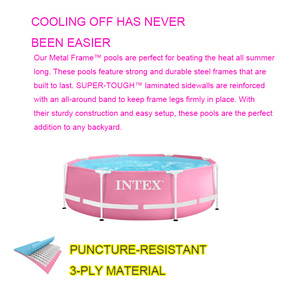 Mô hình mới <span class=keywords><strong>Intex</strong></span> 28290 8ft alberca ngoài trời PVC vòng màu hồng kim loại khung di động Gia đình trên mặt đất hồ bơi - Product Image 4
