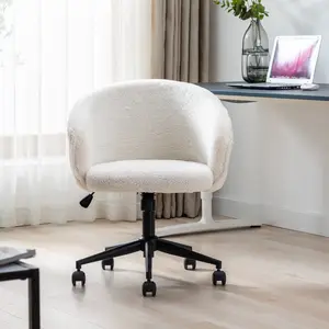 Vendita all'ingrosso carino bianco sedia da scrivania-Sedia da scrivania di vendita calda sedia da lavoro in pelliccia sintetica, sgabello da trucco girevole moderno e carino per camera da letto, bianco