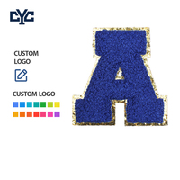Parches de chenilla suaves con textura 3D esponjosa, letras azules, personalizados con varias letras, insignias bordadas tipo toalla, con reverso termoadhesivo