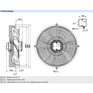 Ventiladores Axiales ebmpapst S4E500-AM03-01 de 500 mm, 680 W, 230 V CA, Ventiladores Eléctricos, Ventiladores para Aire Acondicionado, Ventiladores de Refrigeración Axiales, Ventiladores para Enfriadores - Product Image 3