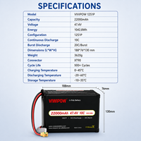 Pin LiPo 22000mAh 47.4V 10C 12S mới về dành cho máy bay không người lái nông nghiệp với đầu nối QS8 tùy chỉnh, có sẵn trong kho
