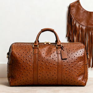 Produttore Custom Top in pelle di vacchetta di grano borsone da palestra Weekender notte modello di struzzo borsone da viaggio in pelle da uomo - Product Image 2