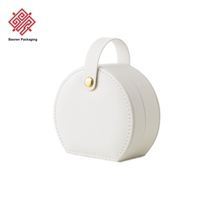 Baoren semi-circulaire Portable PU cuir boîtes à bijoux mallette de rangement princesse manipulé Mini boucles d'oreilles colliers anneaux boîte en gros - Product Image 6