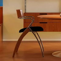 Chaise de salle à manger moderne et simple en bois massif avec accoudoirs, chaise d'appoint rembourrée pour la maison, le café, la cafétéria et le restaurant
