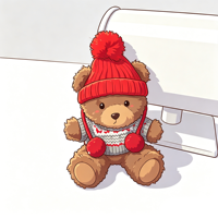Porte-clés ours en peluche marron foncé avec bonnet de Noël rouge, breloque personnalisée en peluche, vente en gros