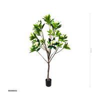 Pohon Plumeria Buatan 210cm Bunga Putih dengan Bagian Tengah Hijau, Pot Plastik, Tanaman Frangipani Palsu untuk Dekorasi Rumah dan Hotel