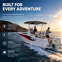 Bateau de pêche en aluminium robuste Kinocean, console centrale, pour les sorties en haute mer
