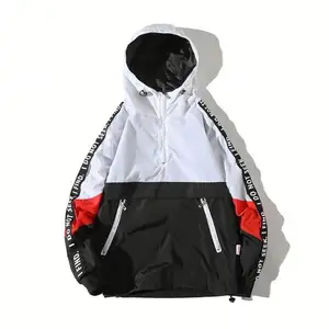 2023 도매 남자 패치 워크 컬러 풀오버 윈드 브레이커 Streetwear anorak 풀오버 자켓 사용자 정의 로고 자켓