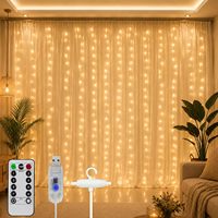 Guirlande lumineuse féerique 300 LED, étoiles scintillantes, blanc chaud, en plastique, alimentée par USB, télécommande, pour intérieur, fenêtre, rideau, chambre, salon
