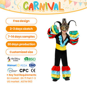 Girls Children Carnival Costume Harlequin Mask <strong>Bell</strong> Ruffle Clown Venetian Masquerade Mardi Gras Party Halloween <strong>Dress</strong> - Product Image 1