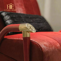 Salon de luxe italien fauteuil relax en cuir véritable crin rouge fauteuil d'appoint moderne de luxe