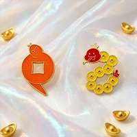 Broche Thème Serpent en Alliage de Zinc, Motif Pièce de Monnaie Porte-Bonheur, Ornement pour Vêtements et Sacs, Accessoire Festif Adorable pour Cadeau de Fêtes