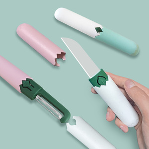 Nahe Stainless Steel Fruit Knife Green Pink C1WSF Portable Multi Purpose Peeler For Kitchen Outdoor Use - Product Image 2