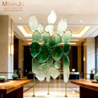 Lampe de sol décorative de luxe pour hall d'hôtel, avec écran en verre dégradé en forme de feuille, LED E27 moderne personnalisée, en acier inoxydable