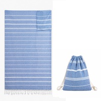 Custom Design & Luxury Logo Summer Turkish Beach Towel Tote Seaside Vacation Swim Portable Backpack Beach Towel with Bag