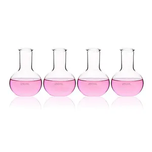 CNWTC Lab Supplier High Quality Borosilicon Glass Round Or Flat Bottom Boiling Flask With Narrow Neck