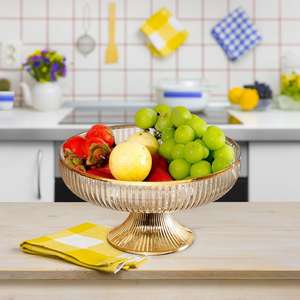 Elegante Frutero de cristal con borde de ámbar Aureate, artesanías, almacenamiento de verduras para Decoración de mesa, vajilla Premium - Product Image 1