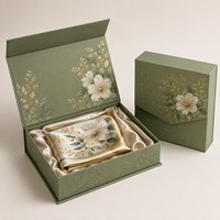 Boîte cadeau magnétique de luxe avec logo personnalisé, en carton rigide, imprimé floral, doublure en satin pour l'emballage d'écharpes et de vêtements