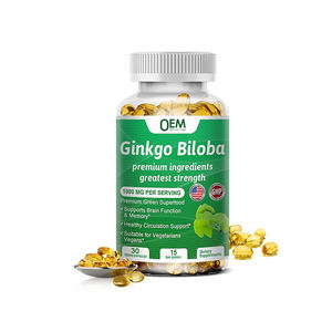 OEM Pure Organic Ginkgo <b>Leaf</b> Extract Supplement Ginkgo Biloba Softgel Capsules Supports Brain Function Memory Circulation - Product Image 1