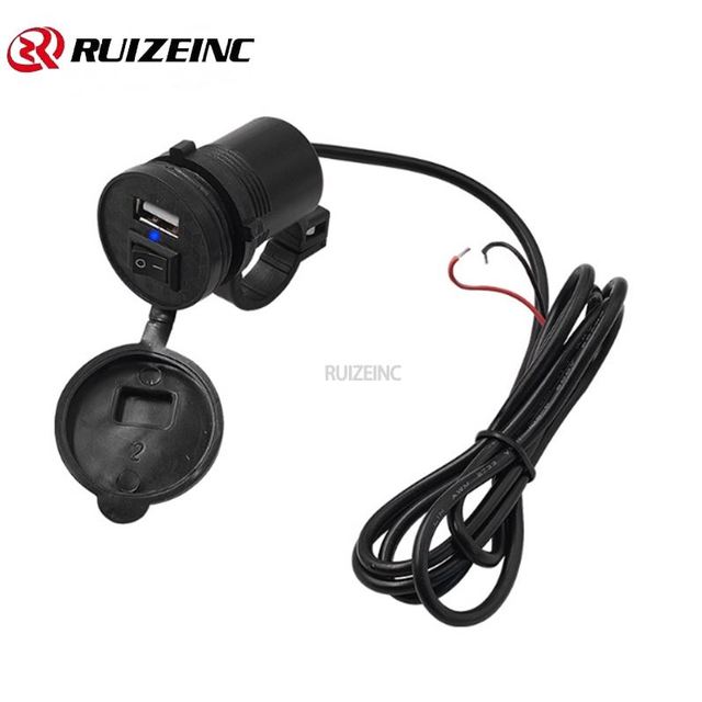 Motorcycle mobile phone charger 12V waterproof in car single USB with switch motorcycle modification accessories