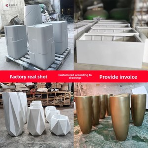 Jardinera de Fibra de Vidrio de Estilo Chino, Combinación de Macetas para Exteriores, Personalizable, Rectangular Simple, para Terraza/Patio - Product Image 4