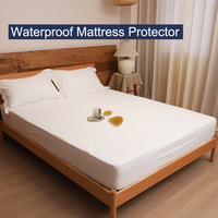 Vente en gros Couvre-lit imperméable en tissu polyester hypoallergénique Drap-housse imperméable avec protège-matelas uni