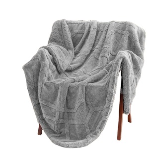 Manta de lana Sherpa con mechones, tamaño de tiro, 510GSM, manta de Sherpa Jacquard 3D cálida, manta reversible y gruesa para sofá cama de invierno - Product Image 1