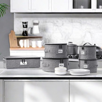 Ensemble de 5 pièces de vaisselle cationique, boîte de rangement de cuisine ronde avec couvercle à fermeture éclair