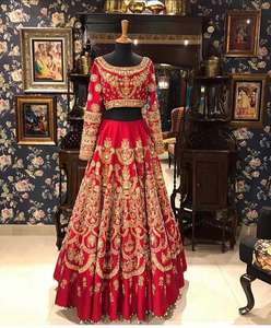 Belle traditionnelle mariée indienne pakistanaise haut et robe Lehenga lourde Zardozi broderie élégante tenue de mariage 2025 - Product Image 2