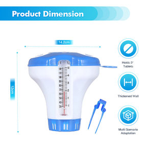 PP Floating Pool <strong>Chlorine</strong> Dispenser With Built-in Thermometer 250g Capacity Hygienic Tweezer Loading Pool Chemical Feeder - Product Image 5