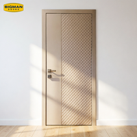 Porte intérieure américaine pré-assemblée en bois massif beige, texture diamant 3D, contreplaqué imperméable pour salle de bain principale