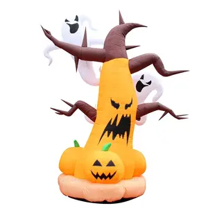 Mô hình mới Halloween trang trí bí ngô bóng LED cây Quỷ Inflatable ma bí ngô cây