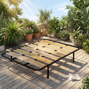 Base de Cama Metálica Residencial para Interiores con Somier de Láminas Ventiladas y Curvadas, Simple, para <span class=keywords><strong>Colchones</strong></span> de Espuma de Varios Tamaños - Product Image 1
