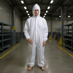 Combinaison jetable en polypropylène XL avec capuche, protection intégrale du corps pour usage industriel - Product Image 3