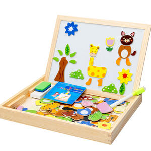 Magnetisch Bord Puzzel Spellen Dubbelzijdige Puzzel Tekening Schetsblok Schrijven Droog Wisbord Bord Houten Educatief Speelgoed - Product Image 3