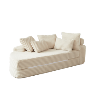 78.5-inch Corduroy Round Oversized Recliner Converts Into Two Recliners 2-In-1 <b>Sofa</b> Bed Set with Neck <b>Pillow</b> Design for Villa - Product Image 6