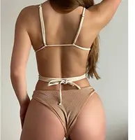 Frauen strukturierte Krawatte String Bikini Bademode Triangle Smocked Bikini brasilia nischen Badeanzüge