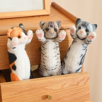Peluche chat porte-bonheur tricolore simulée, jouet en peluche pour enfants, rembourrage en coton PP, 25-58cm, vente chaude