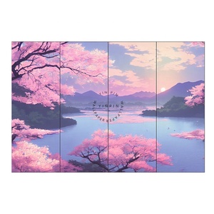 Papier peint autocollant avec paysage sous des cerisiers japonais <span class=keywords><strong>en</strong></span> fleurs - Product Image 4