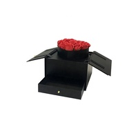 Nouvelle boîte cadeau de luxe haut de gamme créative à double ouverture avec tiroir, motif floral carré bronzé, en carton, pour roses surprise