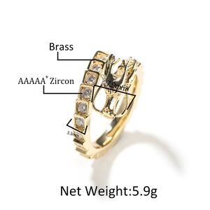 Großhandel 18 Karat vergoldet Kupfer chinesischen Drachen Zirkon Unisize verstellbaren Silber <span class=keywords><strong>ring</strong></span> für Männer - Product Image 3