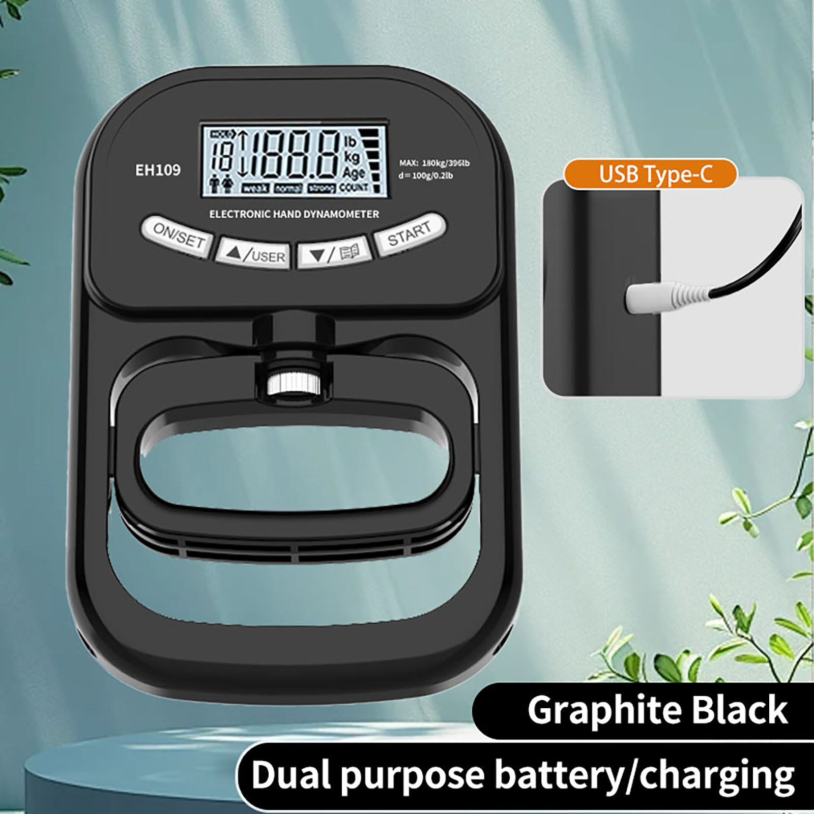 Eh109 misuratore di forza di presa transfrontaliero inglese nero 0-180 kg