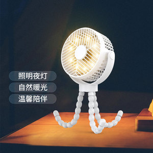 Ventilador de Trípode con Carga USB, 12 Horas de Duración de Batería, Manos Libres, Portátil para Exteriores, Blanco y Negro, Motor DC - Product Image 3