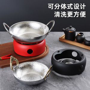 Stainless Steel Shallow Soup Pot 4.1-5L Double Eared Heat Resistant Mini Hot Pot For Thai Tom Yum Seafood Cooking - Product Image 4