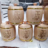 Mini fût décoratif Paulownia boîte d'emballage de baril de grains de café Logo personnalisé baril de miel bon marché avec poignée et couvercle