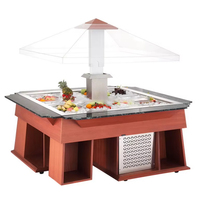 Comptoir de buffet mobile en bois avec refroidissement par air et protection anti-éclaboussures pour hôtels et restaurants