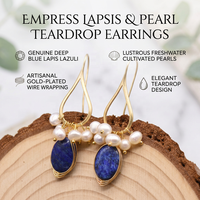 Anting Mutiara Lapis Lazuli Nostalgia, Batu Permata Biru Mewah, Desain Mutiara Gantung, Perhiasan Fashion Wanita untuk Pesta Prom, Hadiah